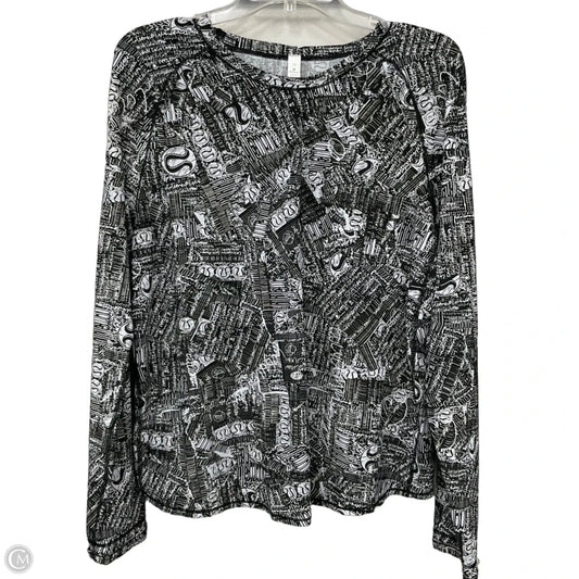 Athletic Top Long Sleeve Crewneck By Lululemon In Black & White, Size: 12