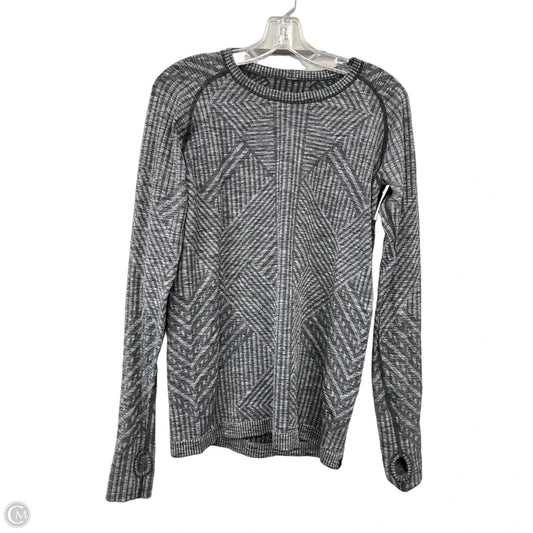 Athletic Top Long Sleeve Crewneck By Lululemon In Black & Grey, Size: 4