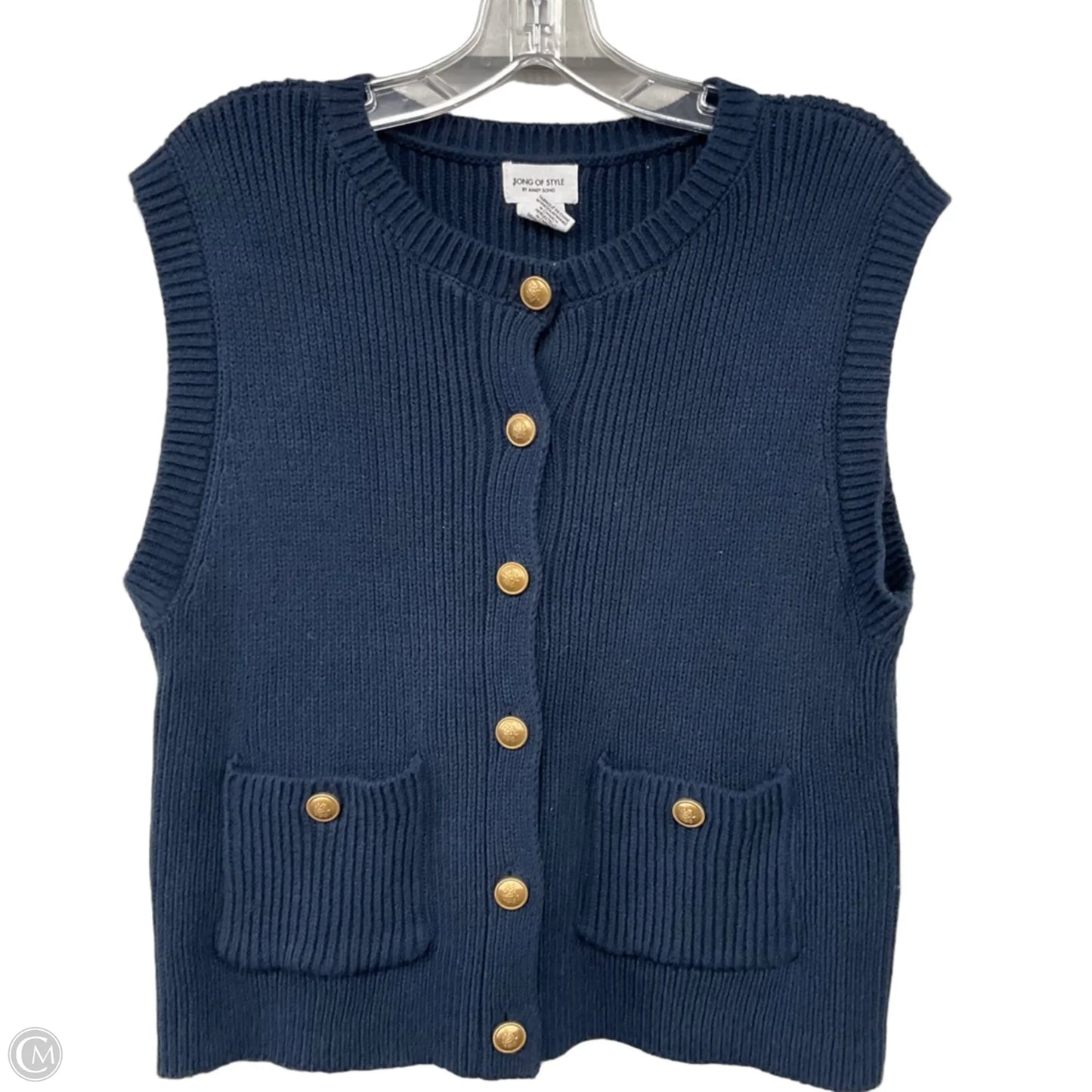 Vest Sweater By Clothes Mentor In Navy, Size: L