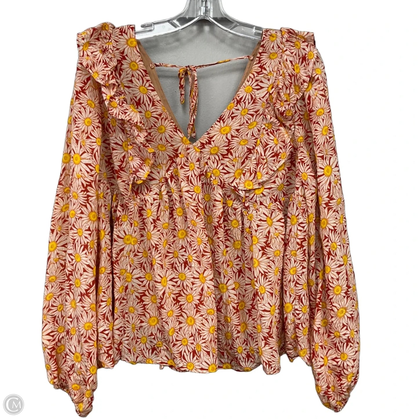 Blouse Long Sleeve By Simply Southern In Floral Print, Size: Xl
