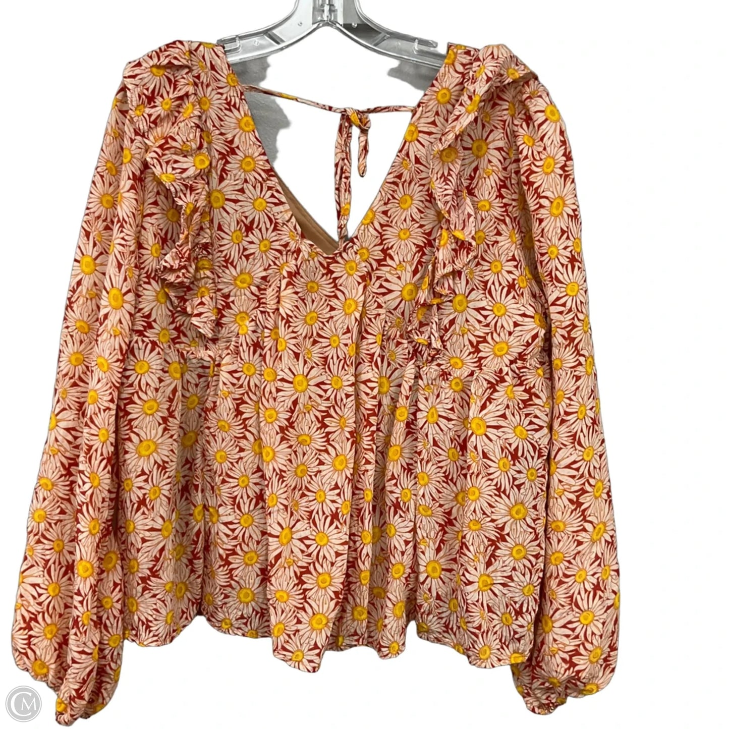 Blouse Long Sleeve By Simply Southern In Floral Print, Size: Xl