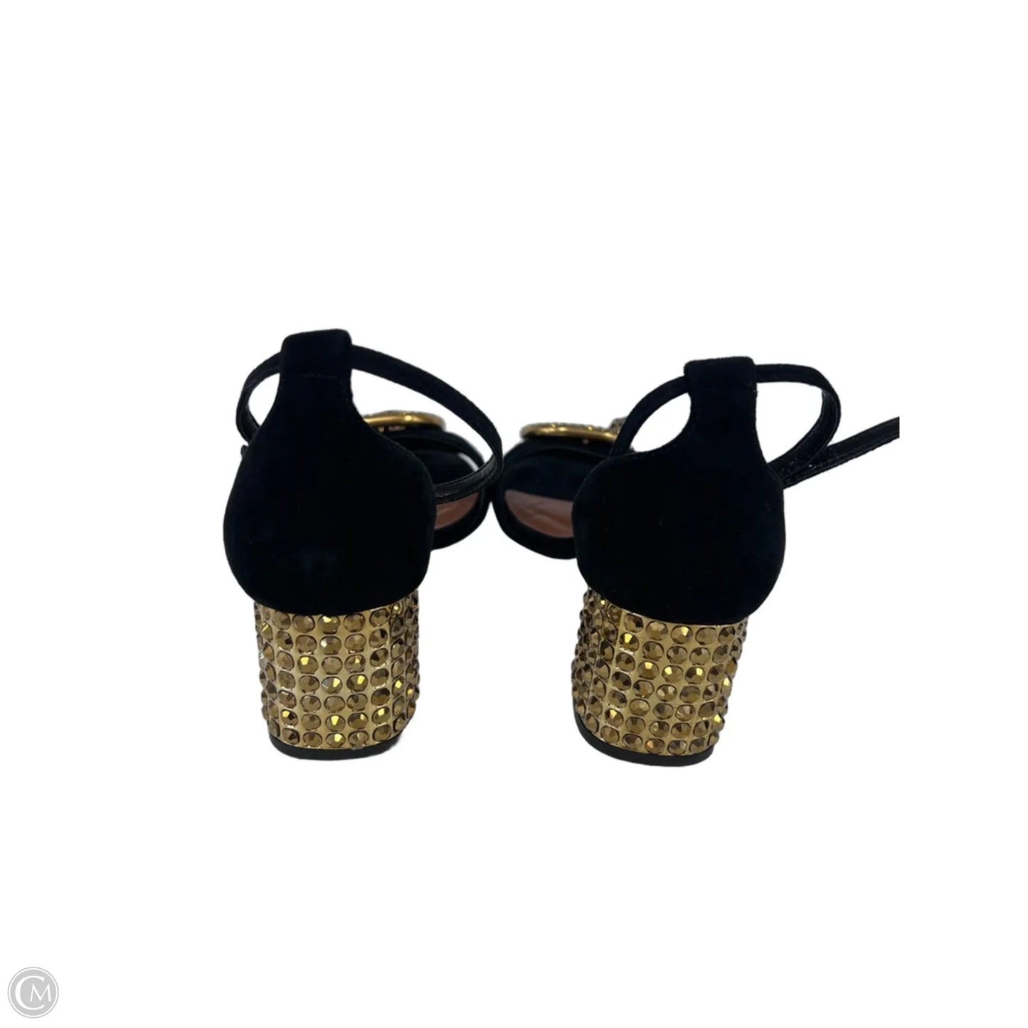 Sandals Designer By Kurt Geiger In Black & Gold, Size: 7.5