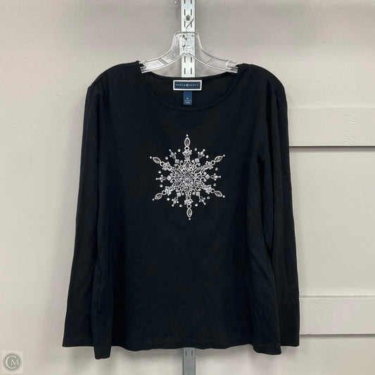 Top Long Sleeve By Karen Scott In Black & Silver, Size: Xl