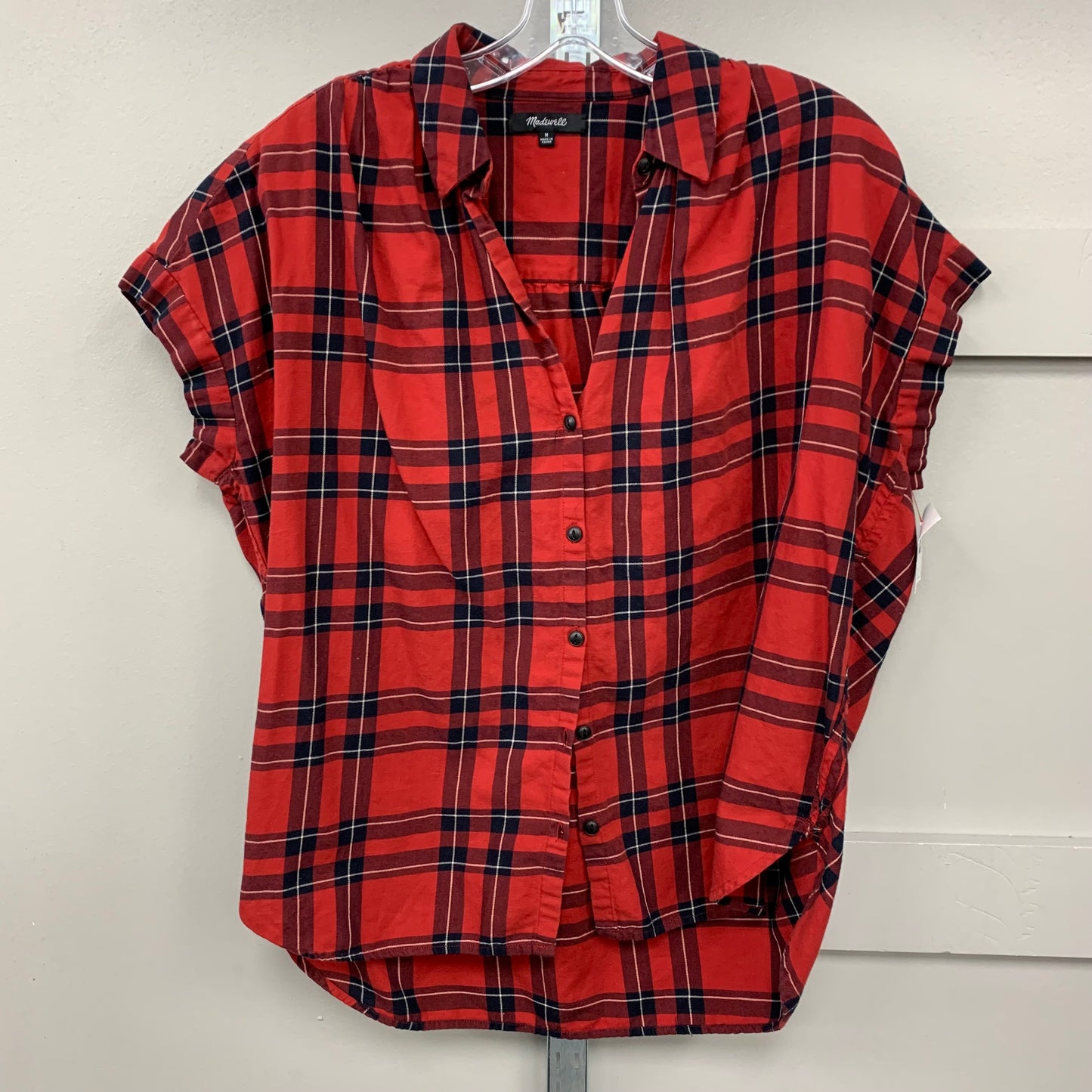 Top Long Sleeve By Madewell In Plaid Pattern, Size: M