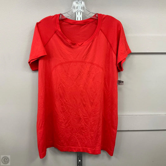 Athletic Top Short Sleeve By Lululemon In Orange, Size: 10