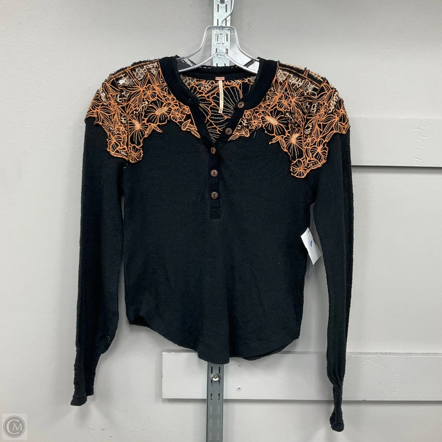 Top Long Sleeve Basic By Free People In Black & Orange, Size: Xs
