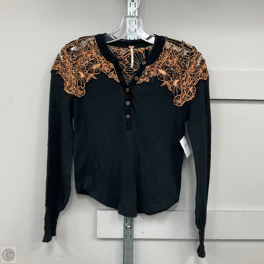 Top Long Sleeve Basic By Free People In Black & Orange, Size: Xs