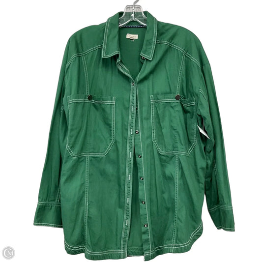 Jacket Shirt By Pilcro In Green, Size: L