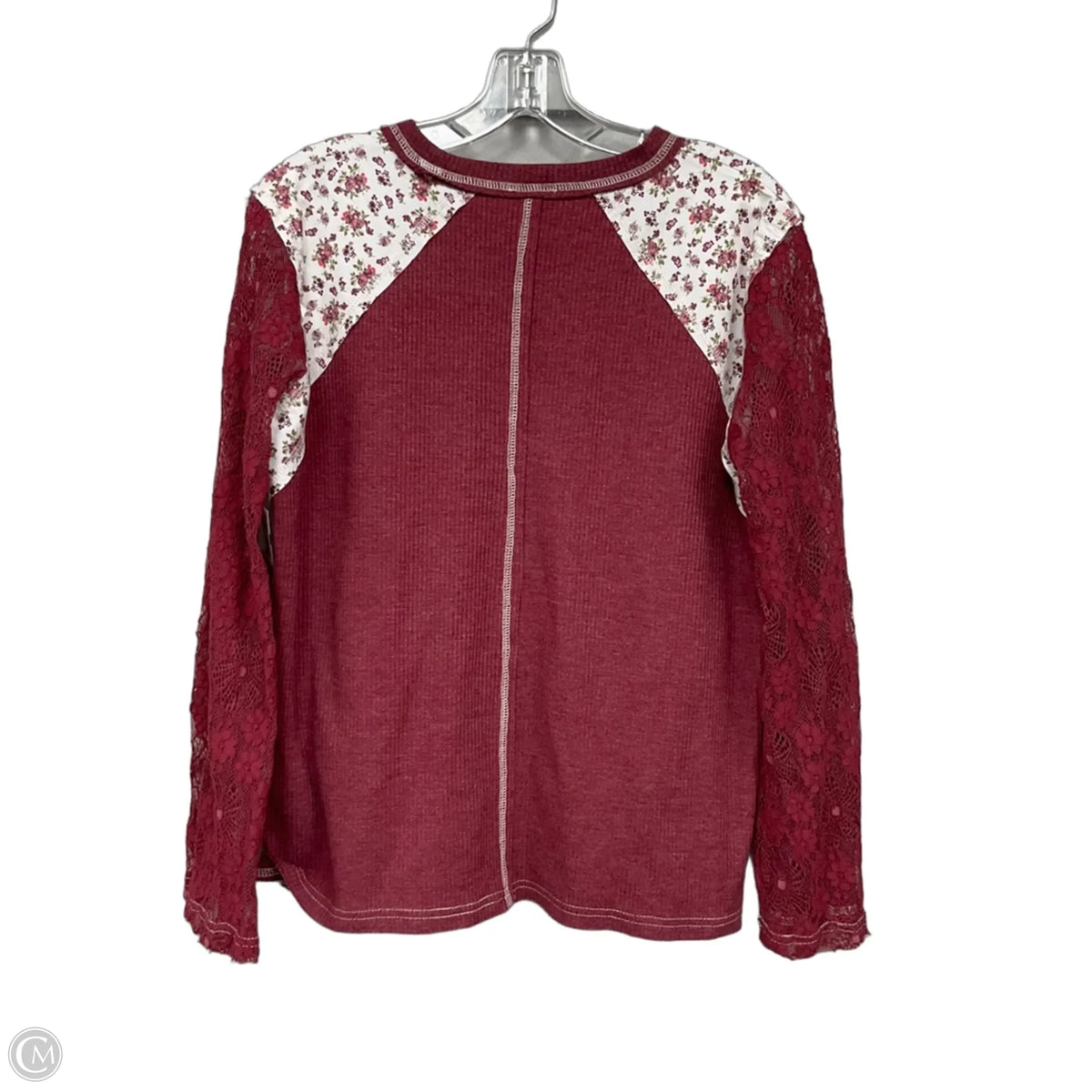 Top Long Sleeve By Pol In Maroon, Size: S