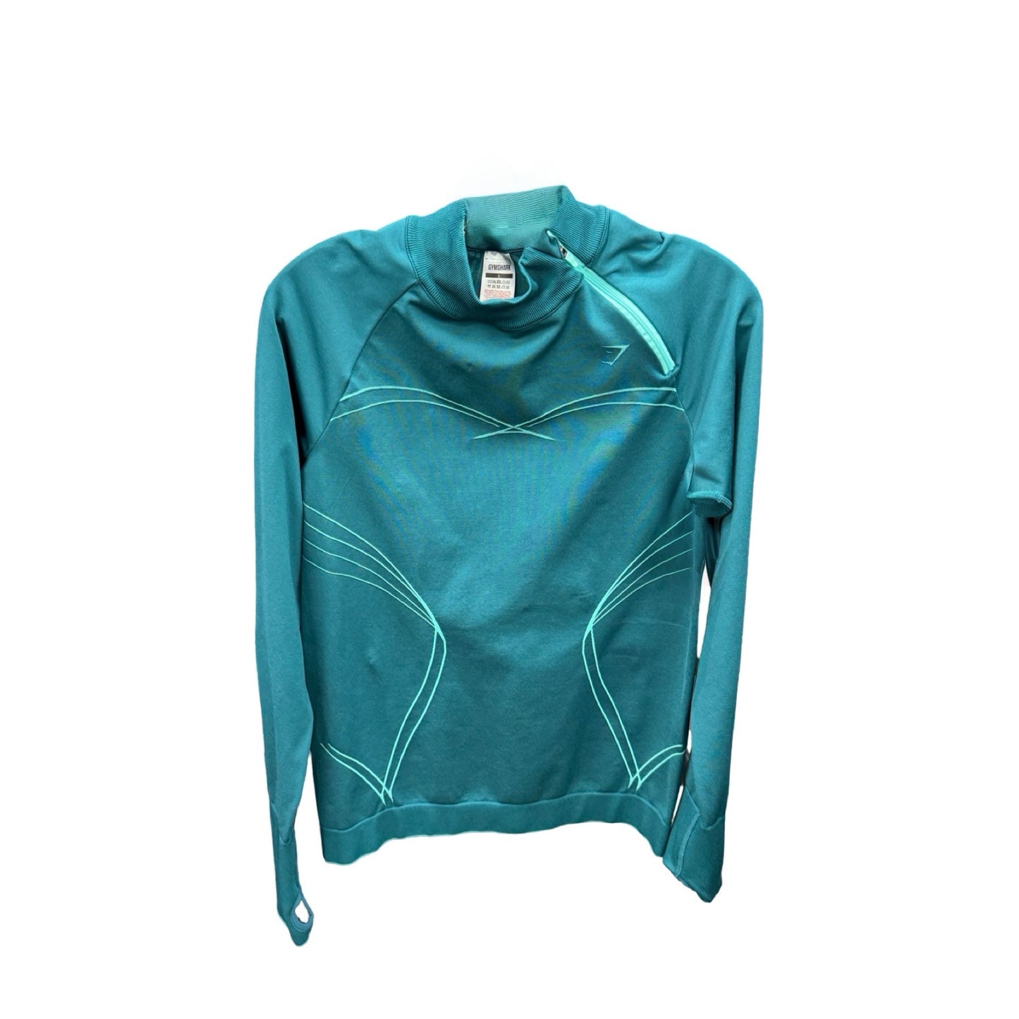 Athletic Top Long Sleeve Crewneck By Gym Shark In Green, Size: L