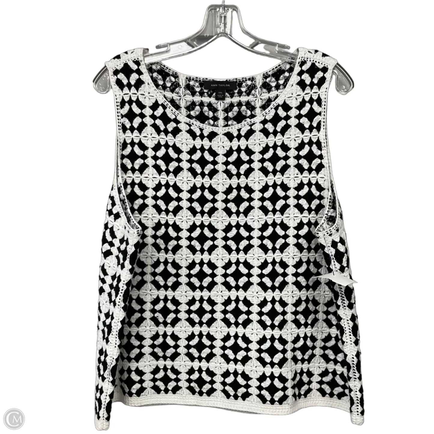Top Sleeveless By Ann Taylor In Black & White, Size: Xxl