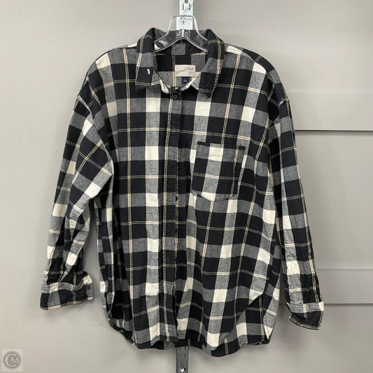 Top Long Sleeve By Universal Thread In Plaid Pattern, Size: L