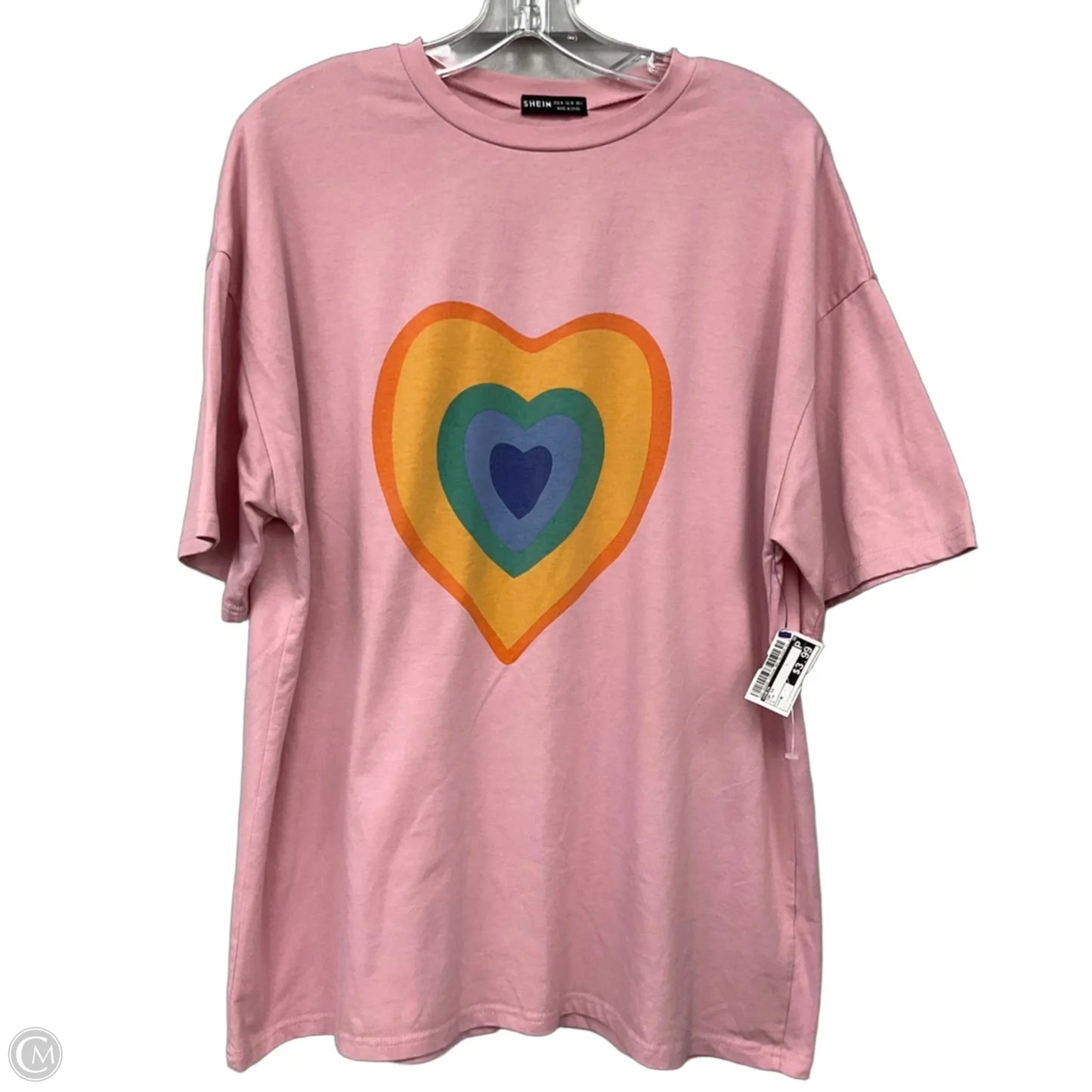 Top Short Sleeve By Shein In Pink, Size: M