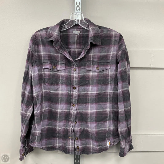 Top Long Sleeve By Carhartt In Plaid Pattern, Size: M