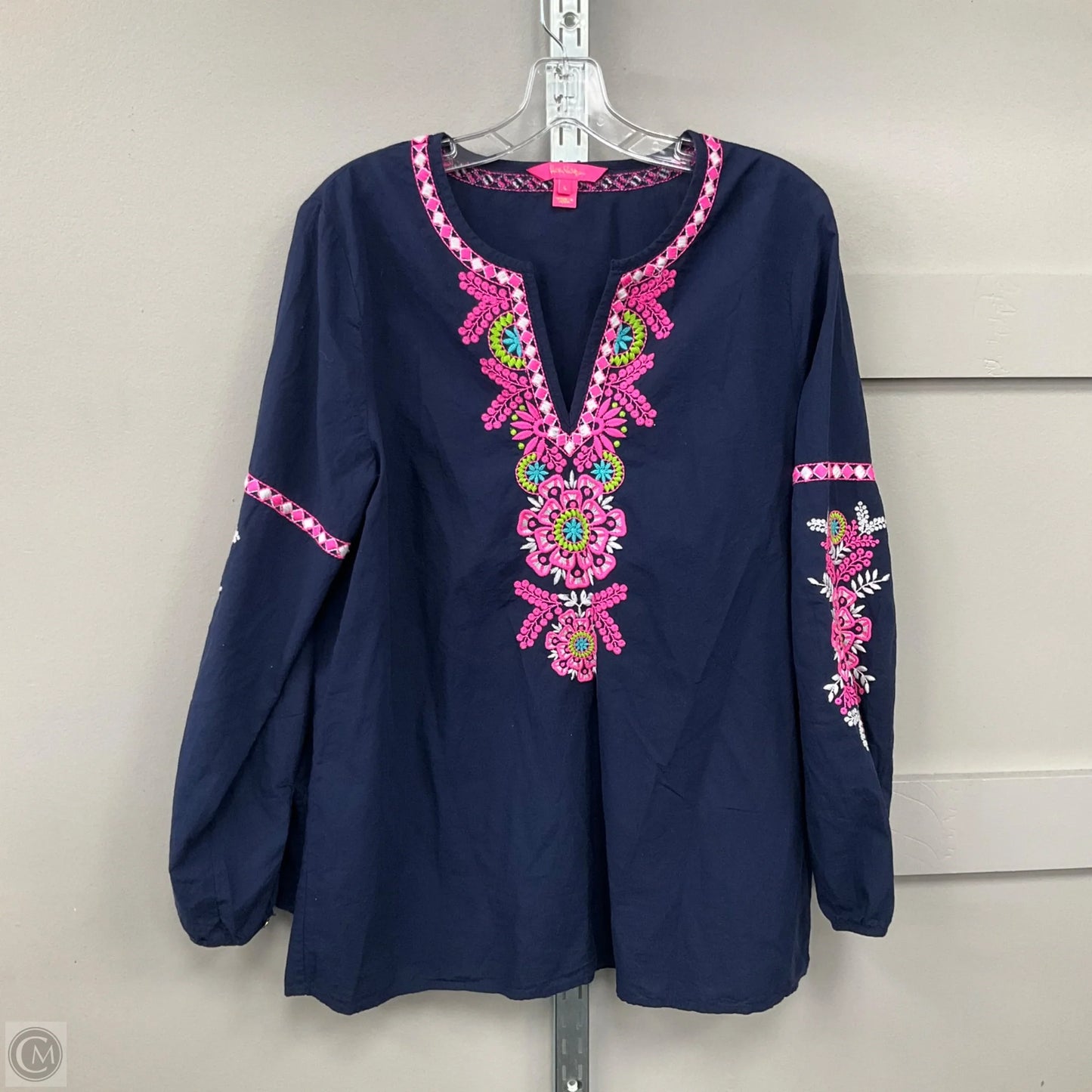Top Long Sleeve Designer By Lilly Pulitzer In Blue, Size: L