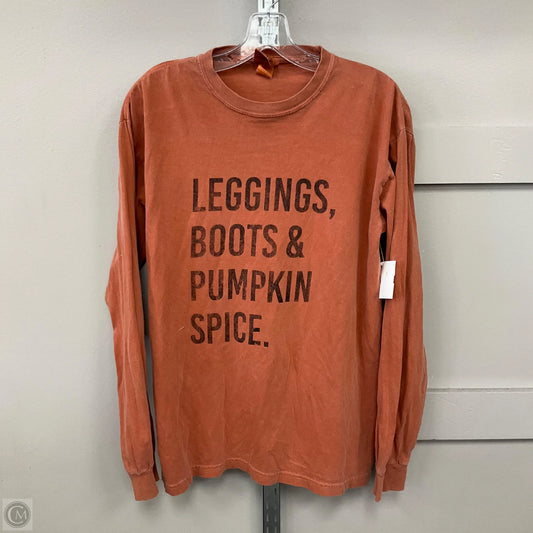 Top Long Sleeve By Comfort Colors In Brown, Size: M