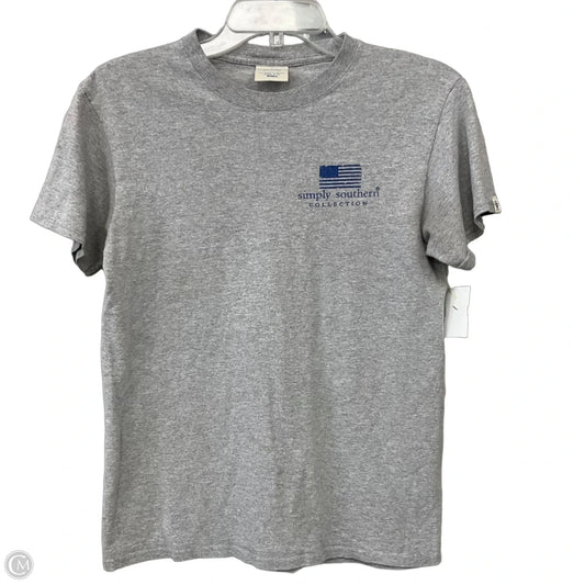 Top Short Sleeve By Simply Southern In Grey, Size: S
