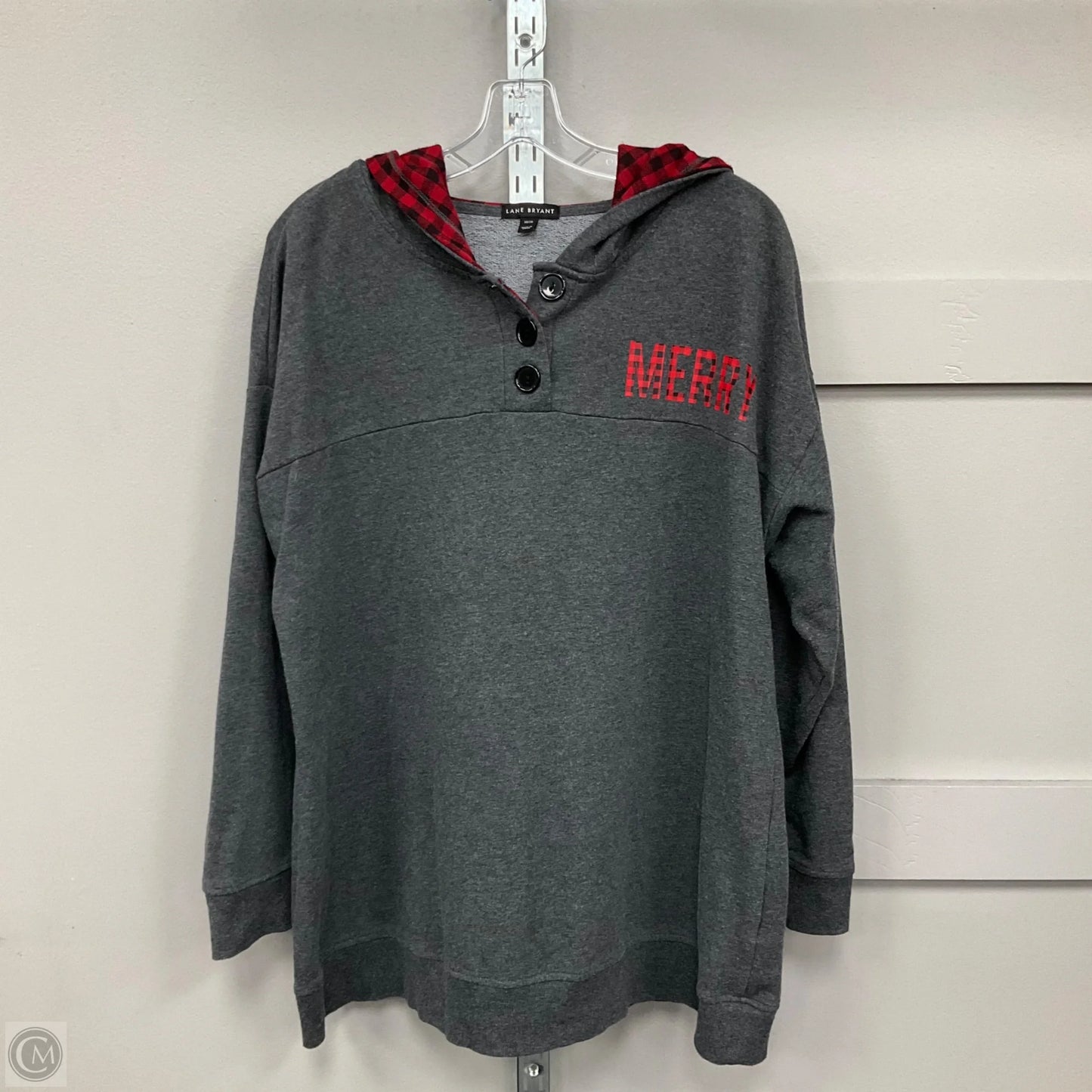 Sweatshirt Hoodie By Lane Bryant In Grey, Size: 18