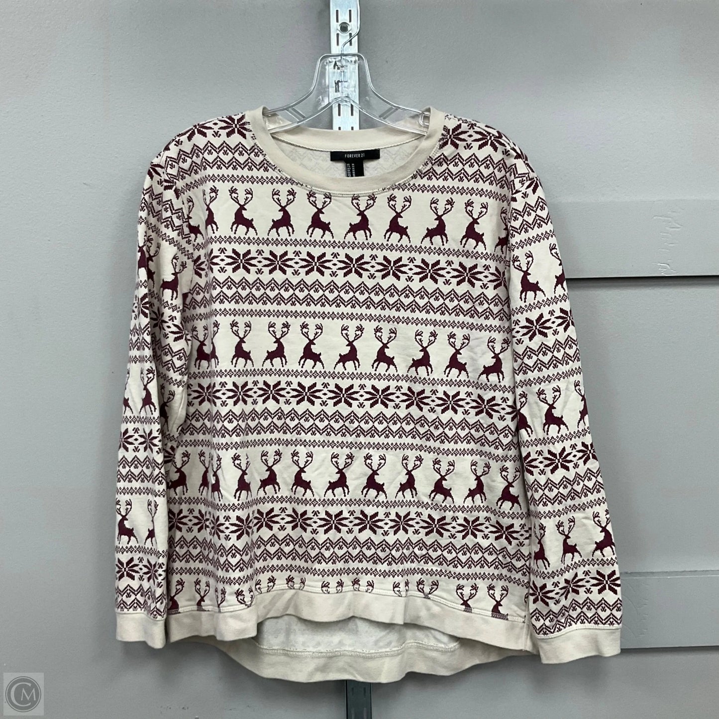 Top Long Sleeve By Forever 21 In Cream, Size: M