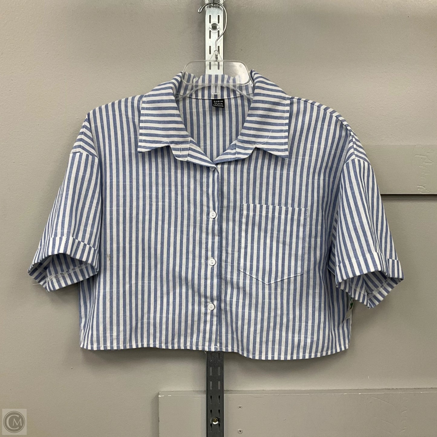 Top Short Sleeve By Shein In Striped Pattern, Size: L