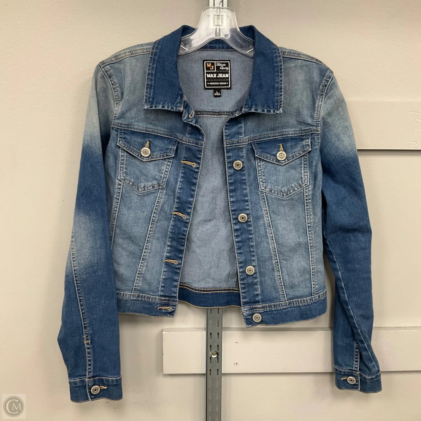 Jacket Denim By Wax Jean In Blue Denim, Size: L
