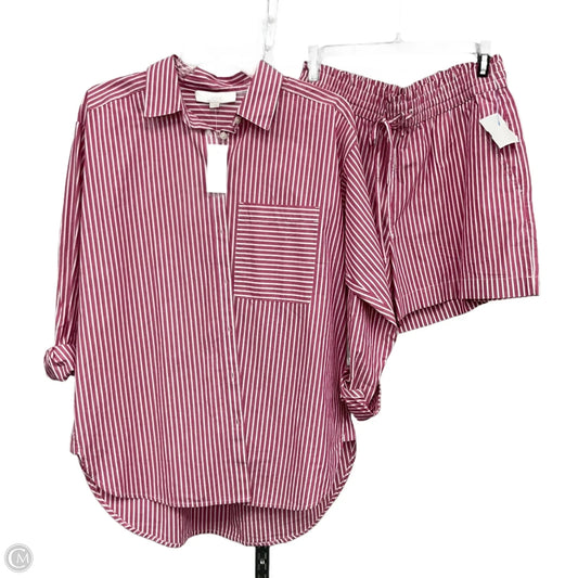 Top 2pc Long Sleeve By Loft In Striped Pattern, Size: S