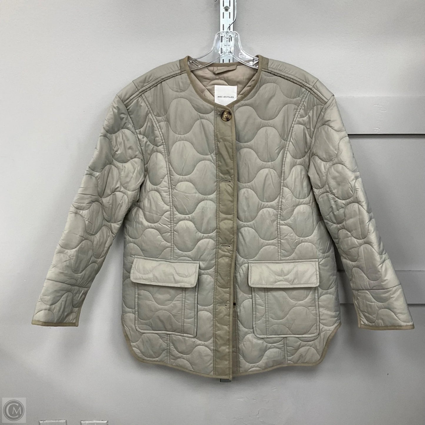 Jacket Puffer & Quilted By Avec Les Filles In Grey, Size: M