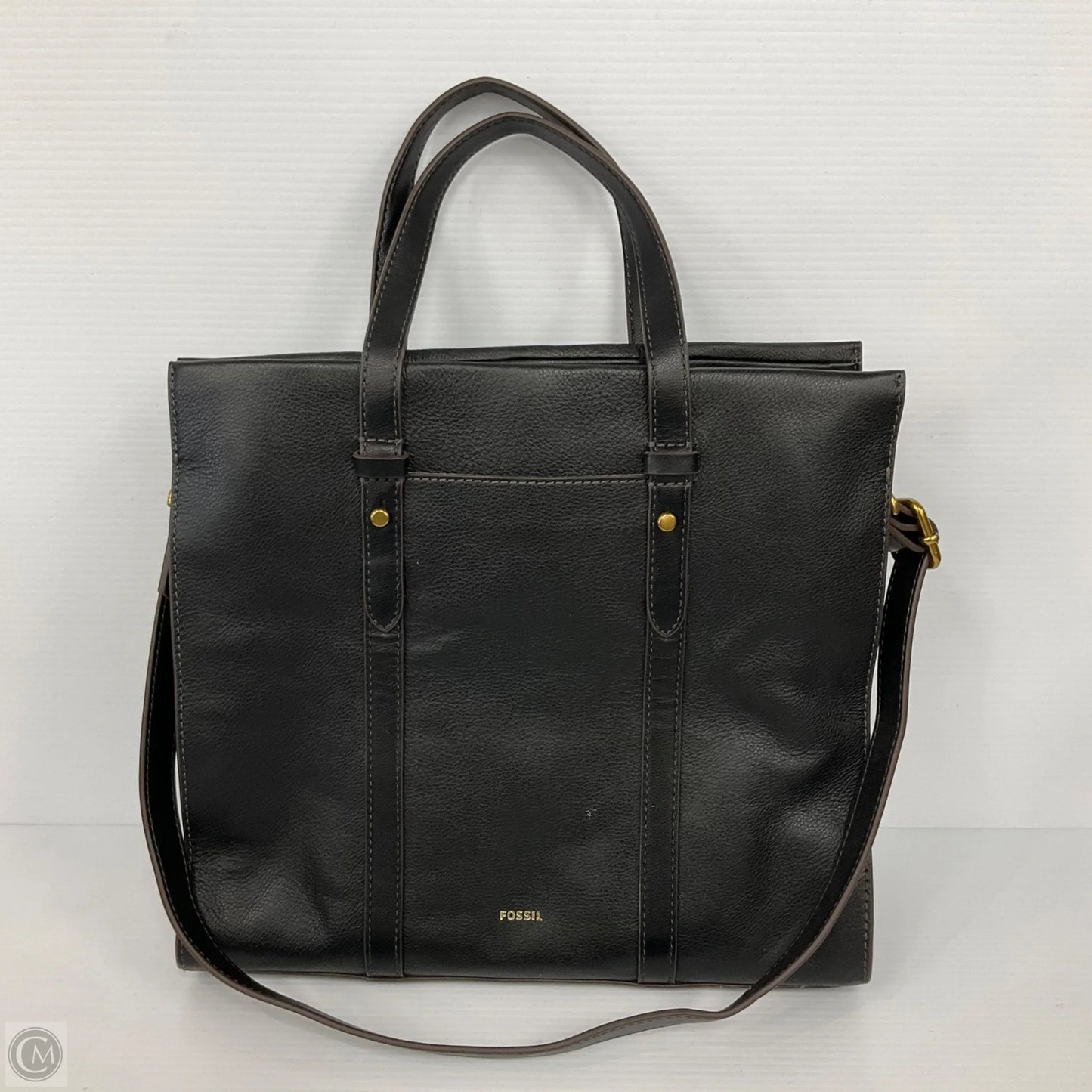 Handbag Leather By Fossil, Size: Medium