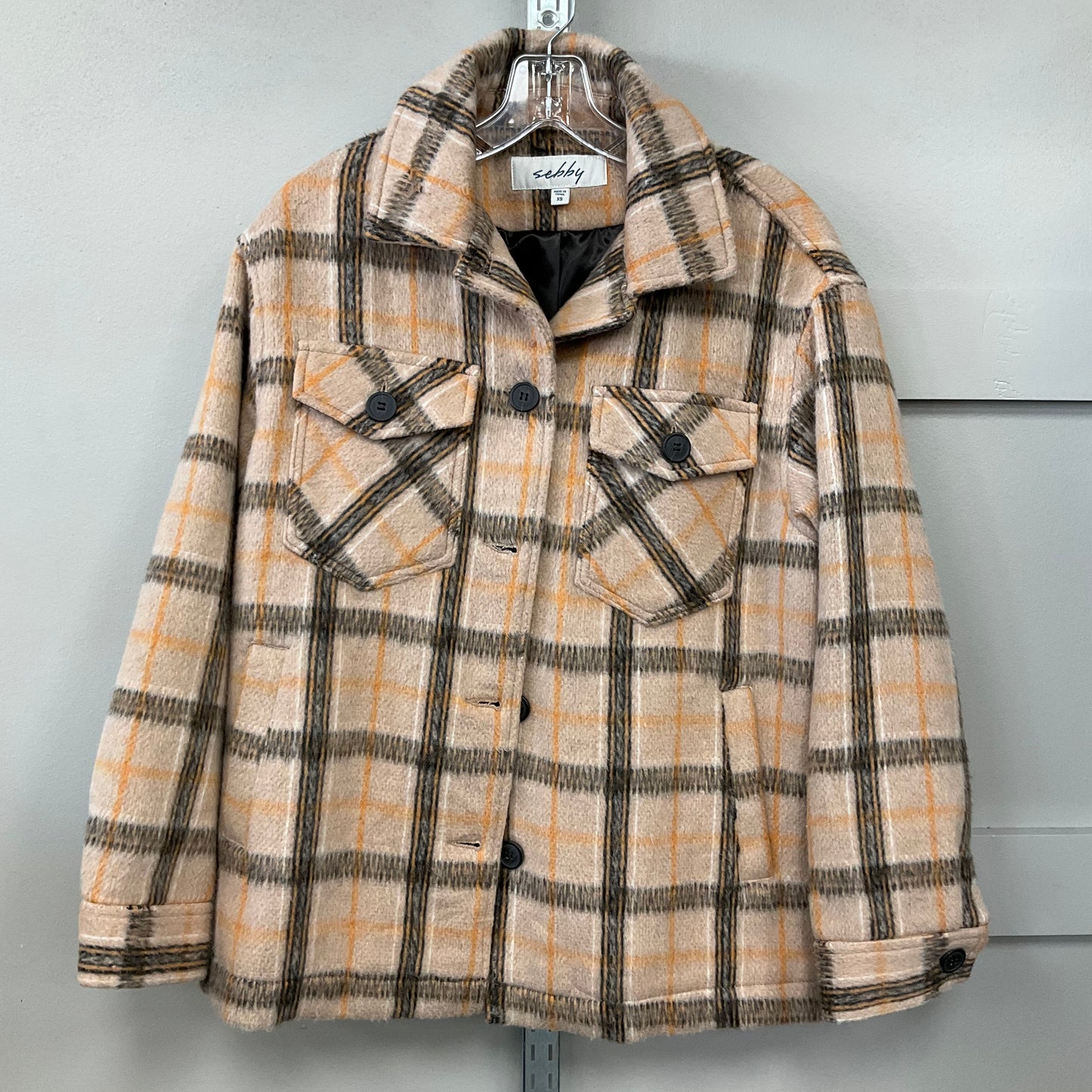 Jacket Shirt By Sebby In Plaid Pattern, Size: Xs