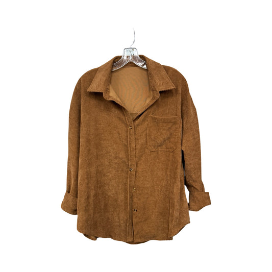 Jacket Shirt By Shein In Brown, Size: L