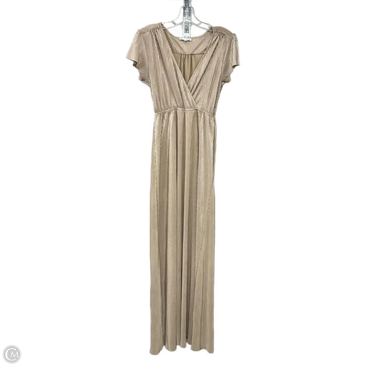 Dress Party Long By Clothes Mentor In Tan, Size: S