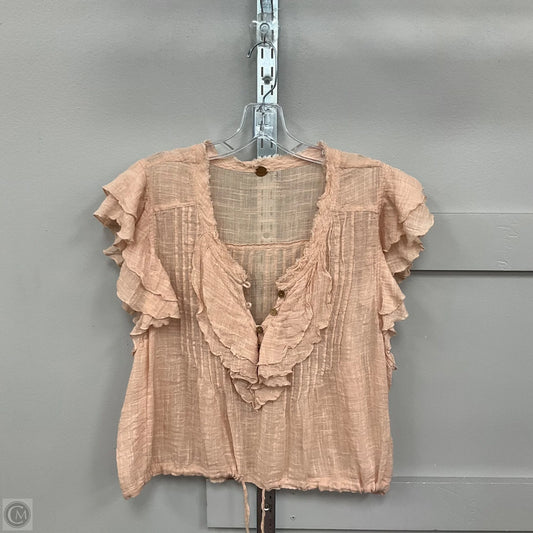 Top Short Sleeve By Free People In Tan, Size: L