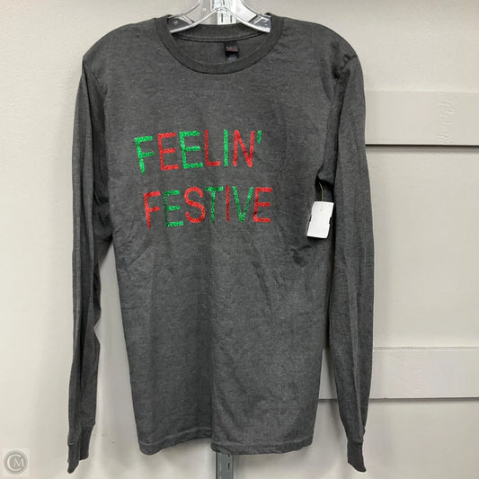 Top Long Sleeve Basic By Tultex In Grey, Size: S