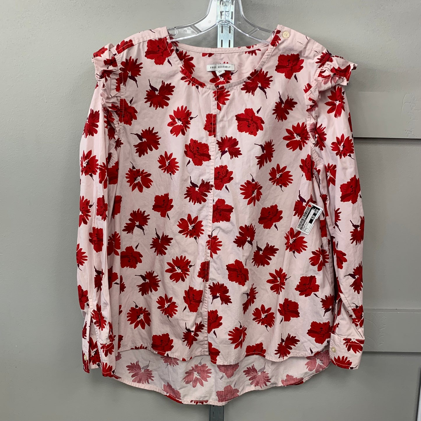 Top Long Sleeve By Free Assembly In Floral Print, Size: L