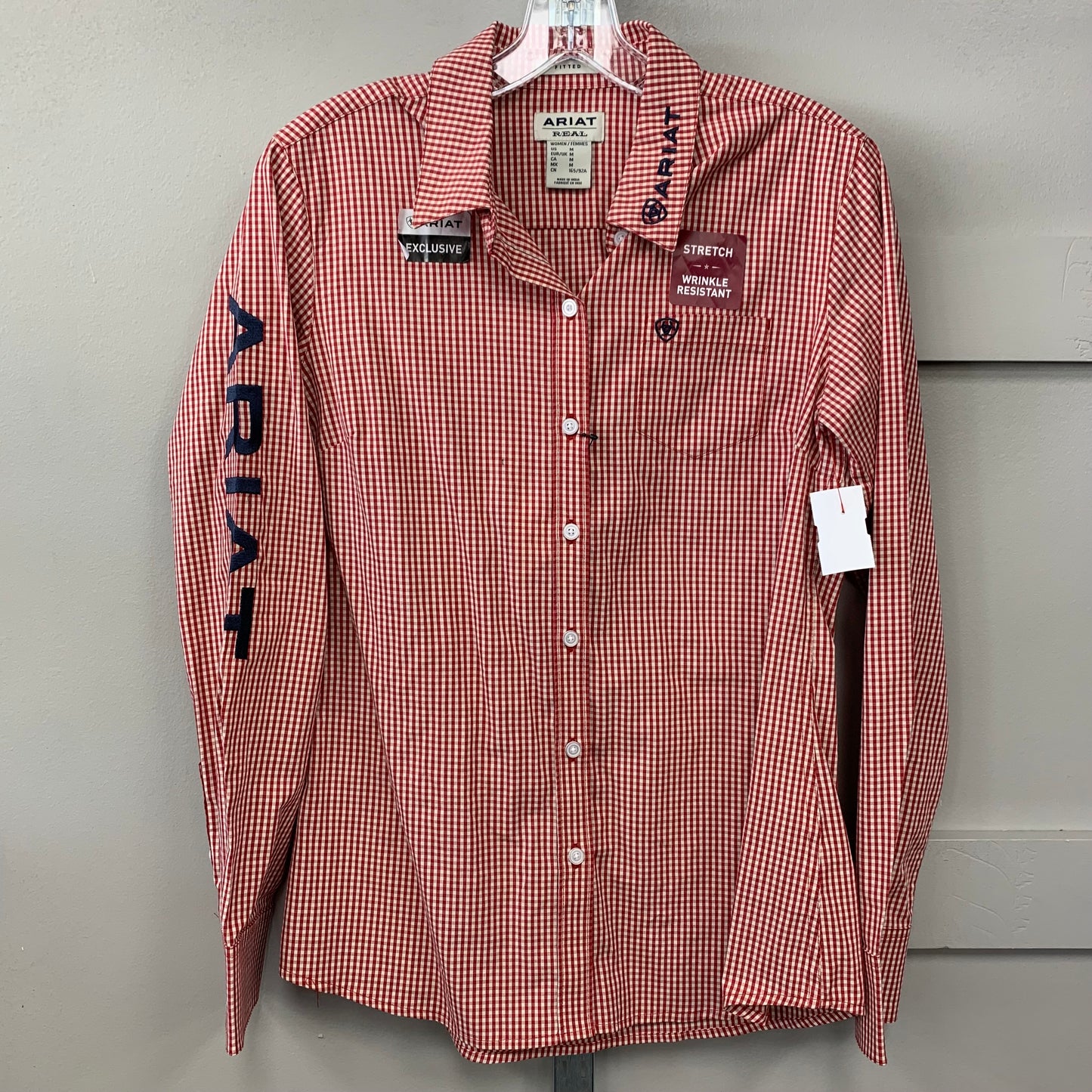 Top Long Sleeve By Ariat In Plaid Pattern, Size: M