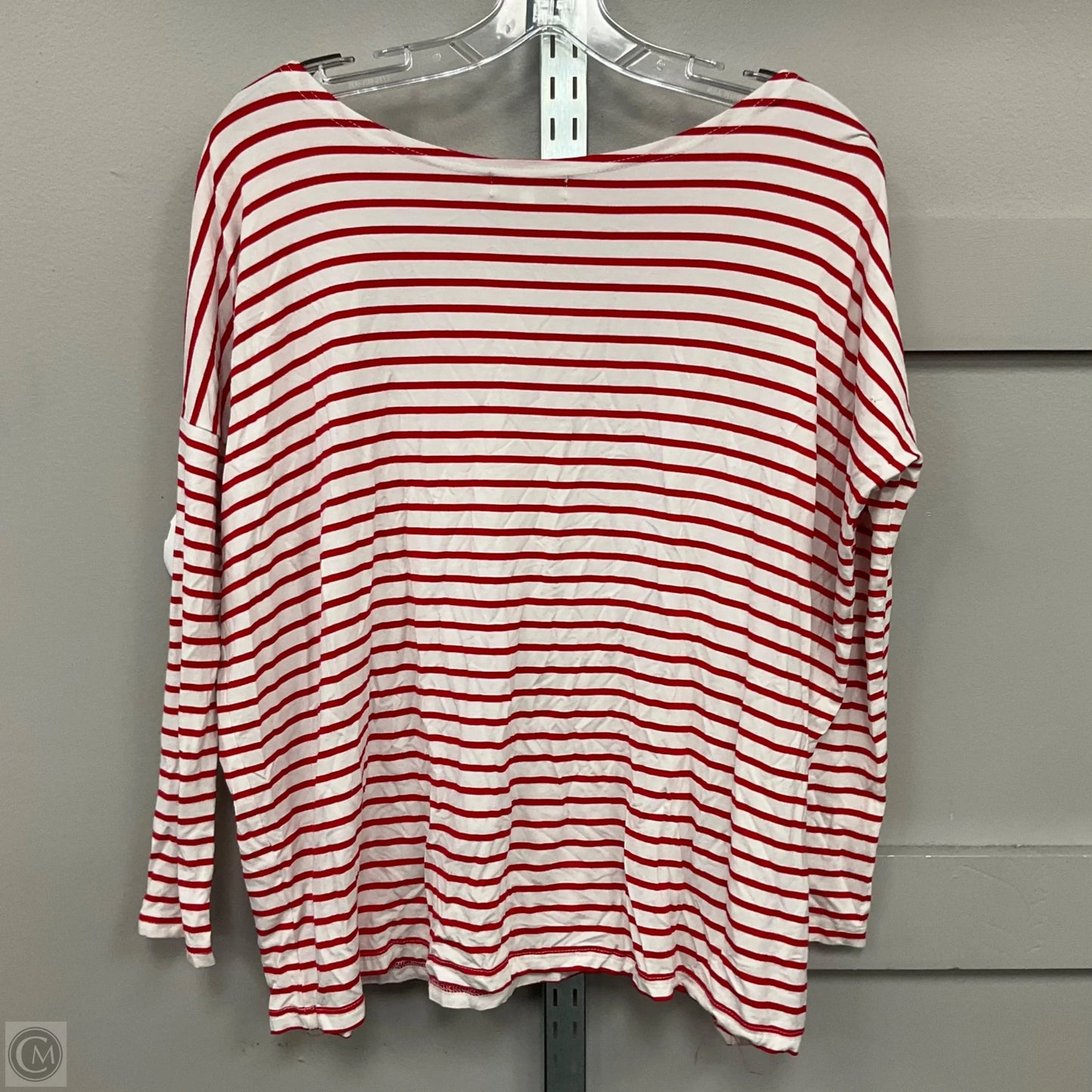 Top Long Sleeve By Piko In Striped Pattern, Size: L