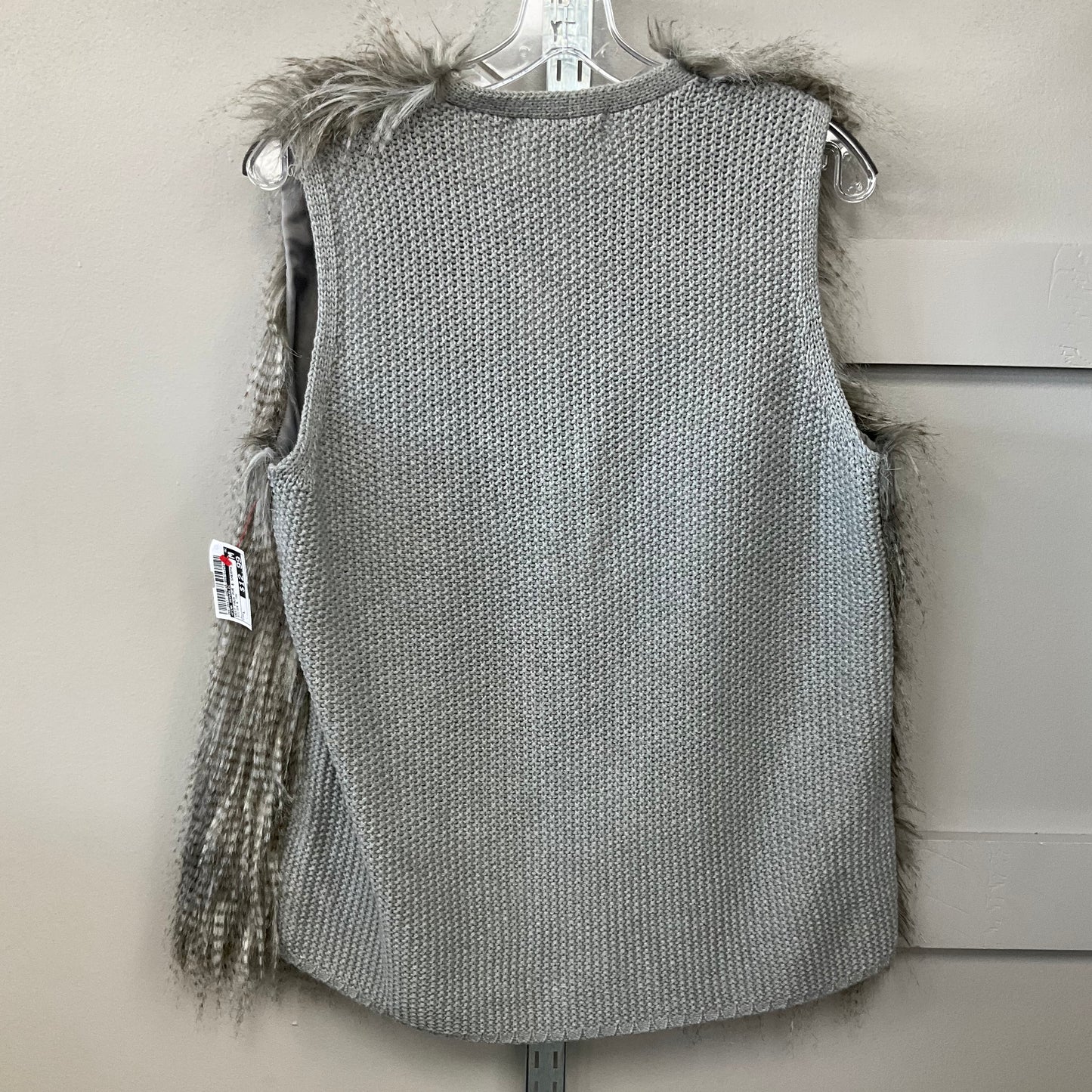 Vest Faux Fur & Sherpa By Pink Republic In Silver & Tan, Size: L