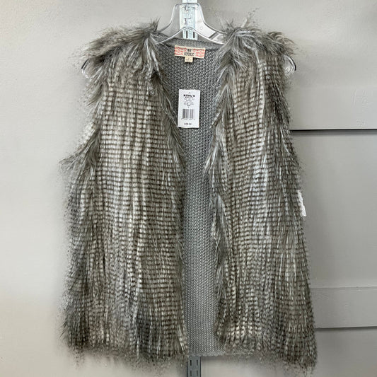 Vest Faux Fur & Sherpa By Pink Republic In Silver & Tan, Size: L