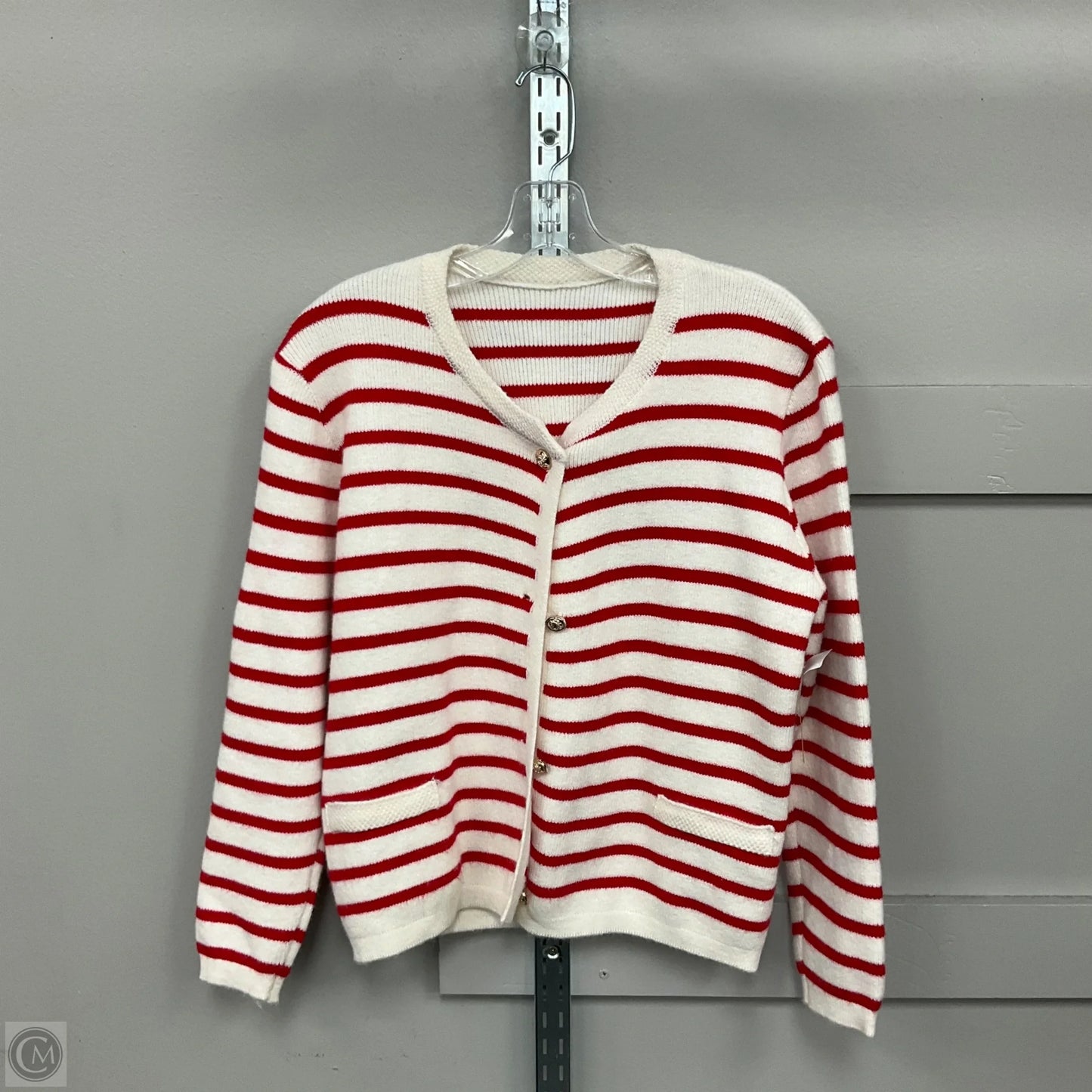Cardigan By Clothes Mentor In Striped Pattern, Size: L