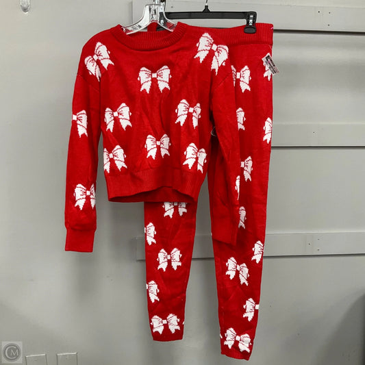Pants Set 2pc By Poof In Red & White, Size: M
