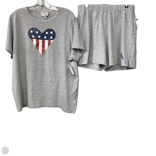 Top 2pc Short Sleeve By Fashion Bug In Grey, Size: 1x