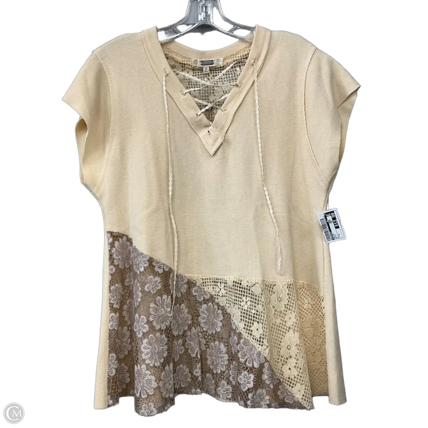Top Short Sleeve By Gimmicks In Beige, Size: S