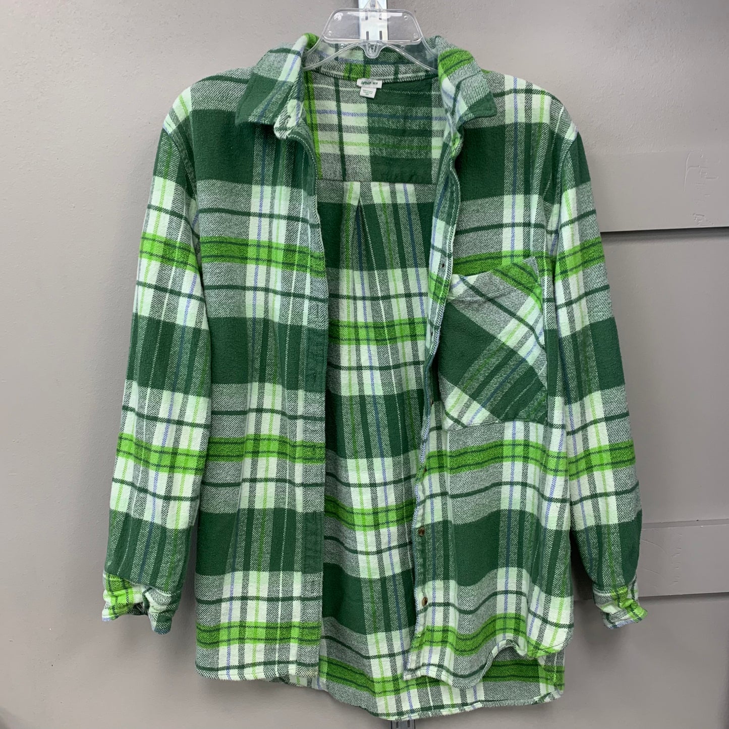 Top Long Sleeve By Aerie In Plaid Pattern, Size: M