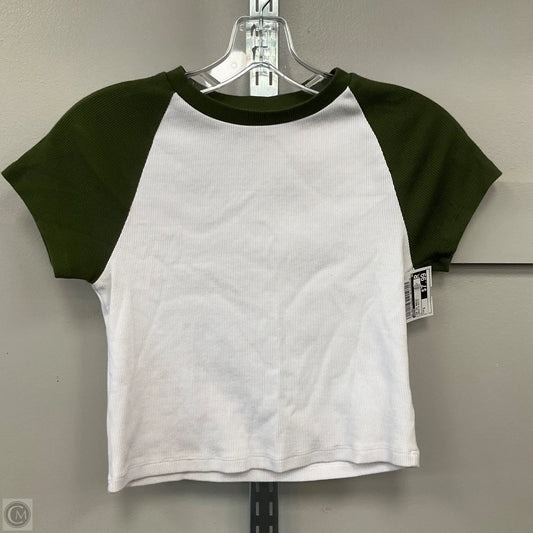 Top Short Sleeve Basic By Aerie In Green & White, Size: S
