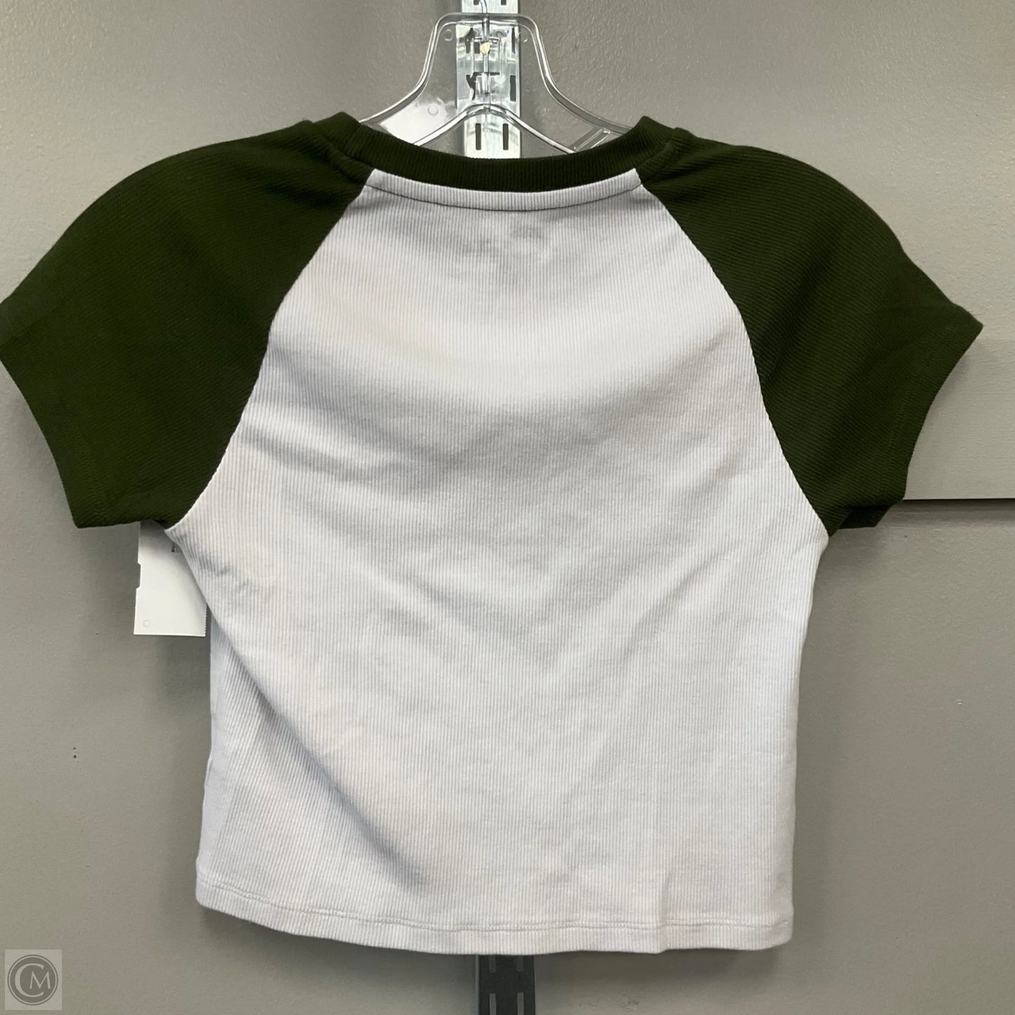 Top Short Sleeve Basic By Aerie In Green & White, Size: S