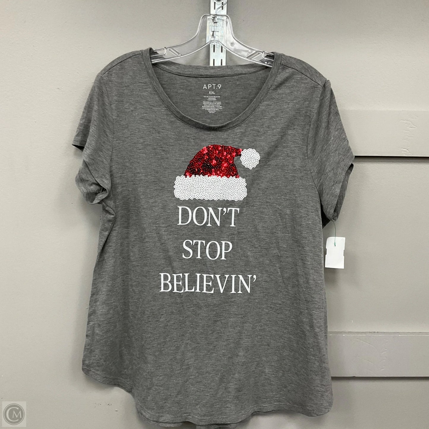 Top Short Sleeve By Apt 9 In Grey, Size: Xxl