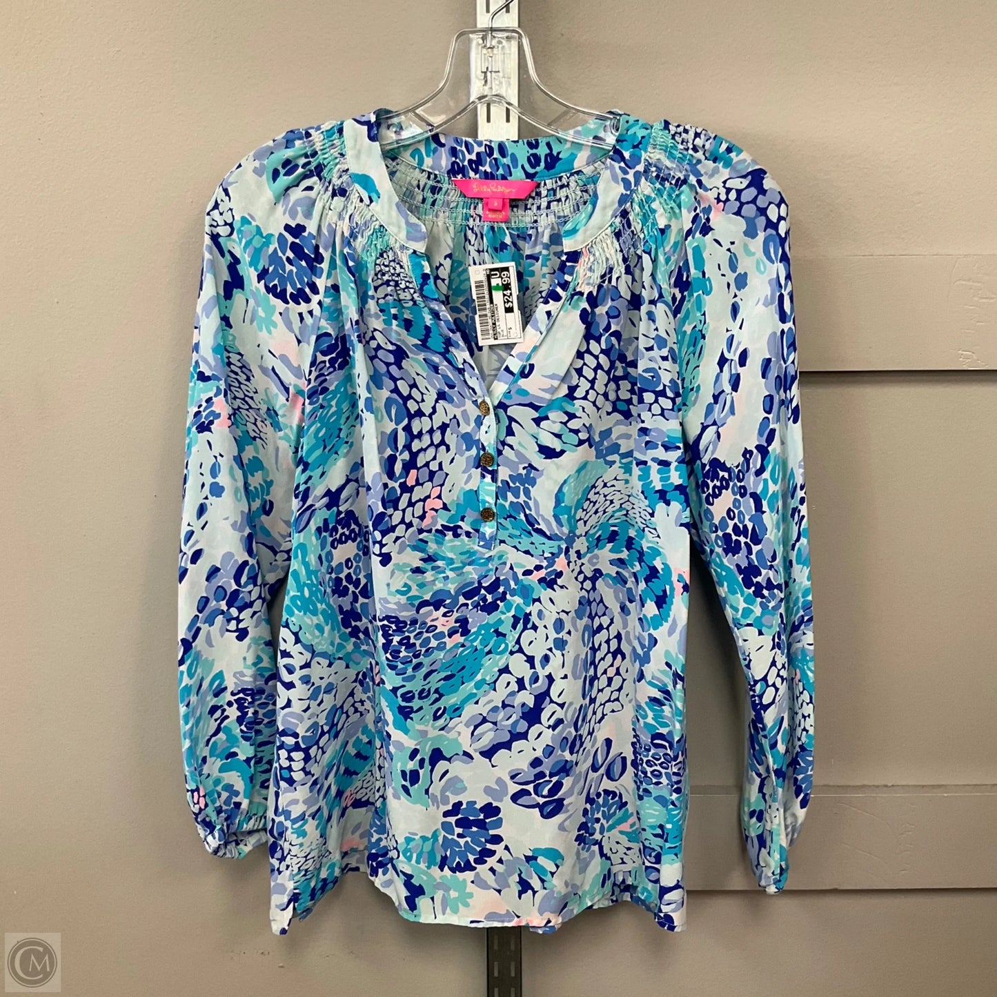 Top Long Sleeve Designer By Lilly Pulitzer In Blue, Size: S