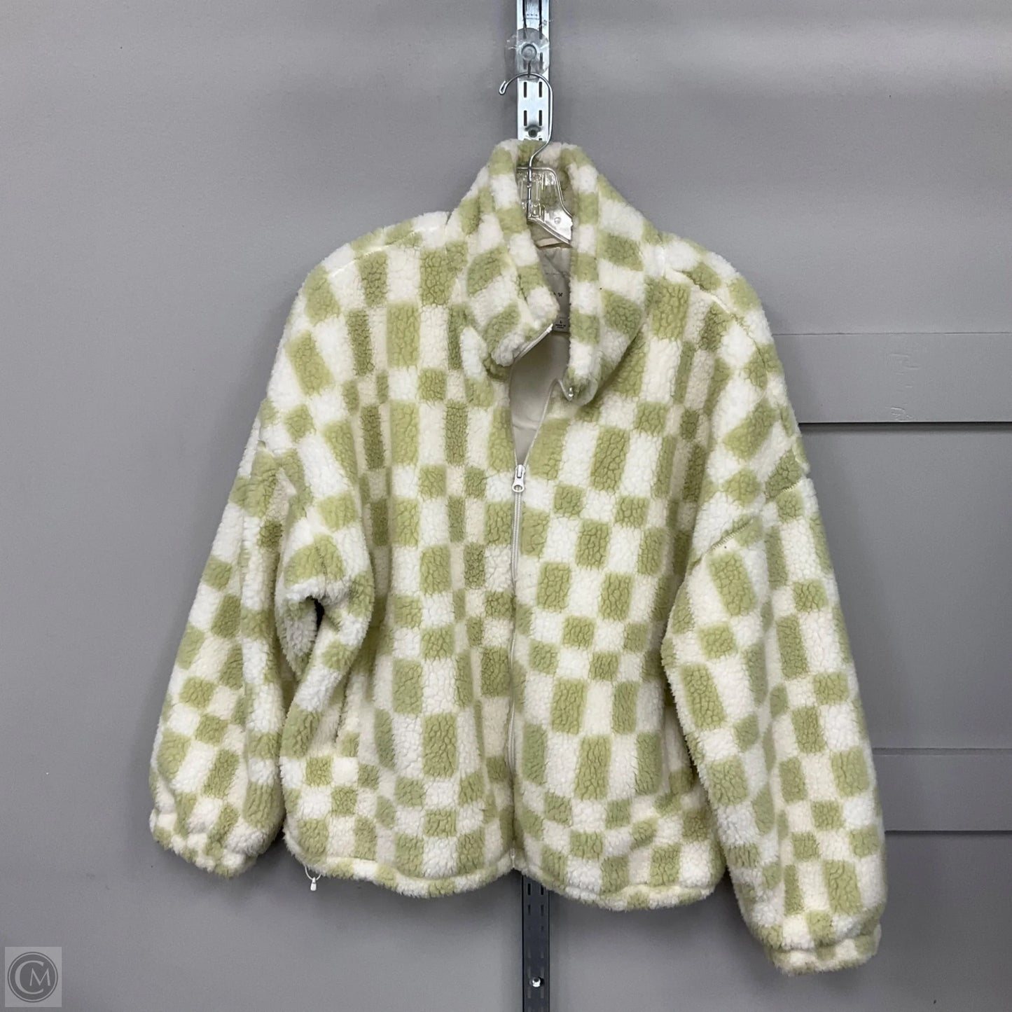 Jacket Faux Fur & Sherpa By A New Day In Green & White, Size: L