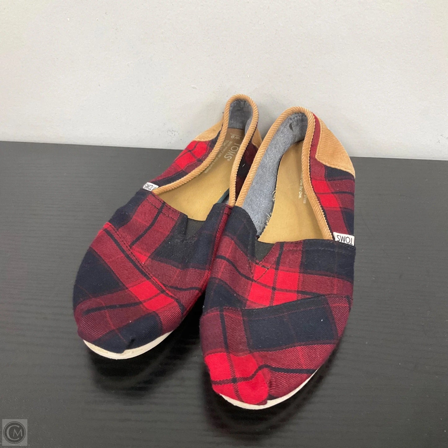 Shoes Flats By Toms In Plaid Pattern, Size: 9