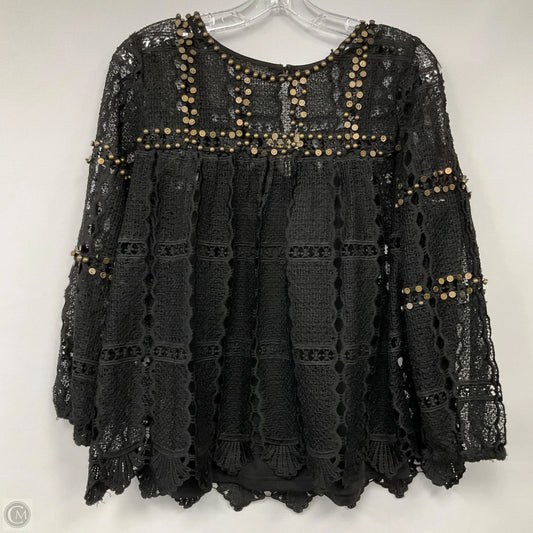 Top Long Sleeve By Maeve In Black & Gold, Size: M